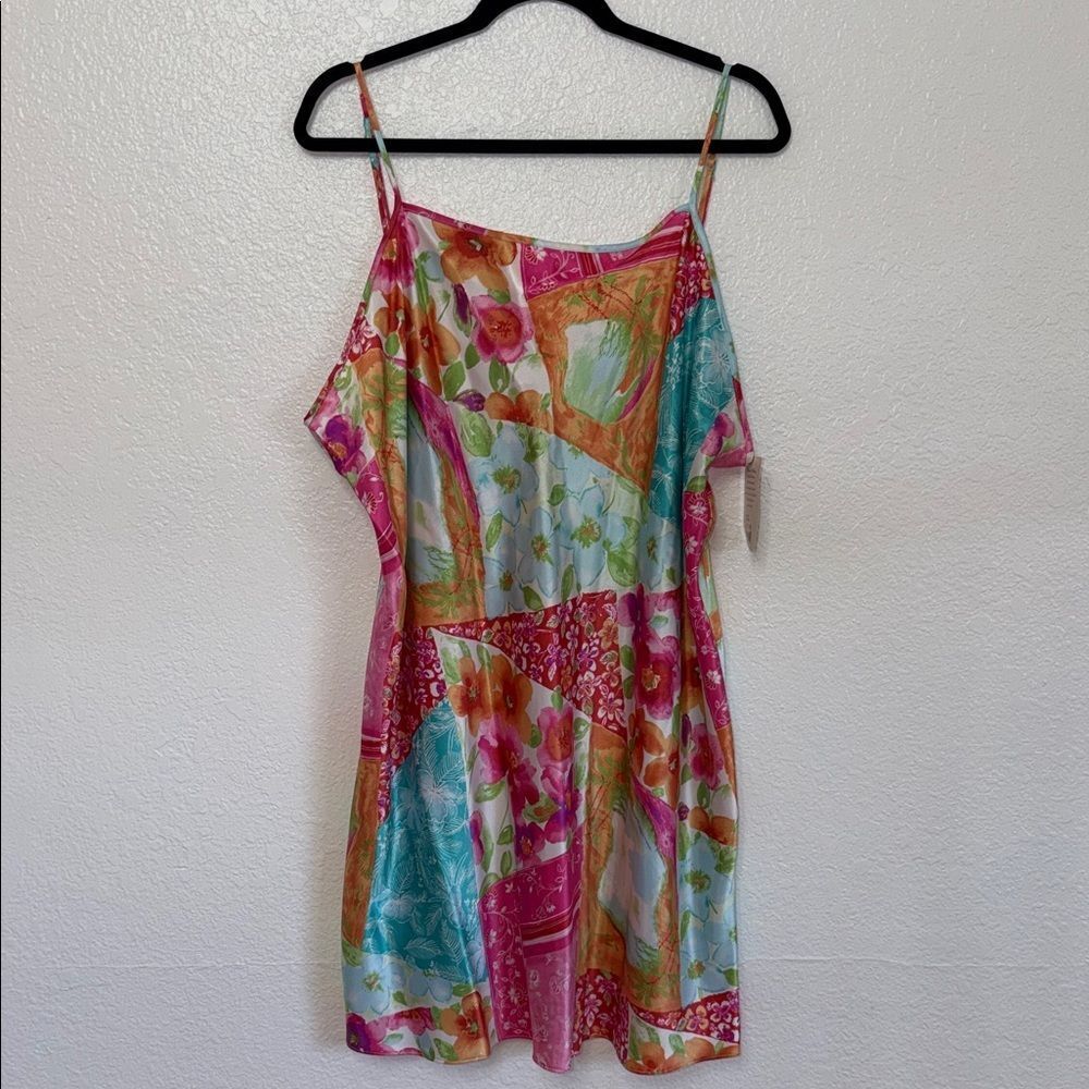 New Colorful Y2K vintage Patchwork Spaghetti Strap slip  Dress